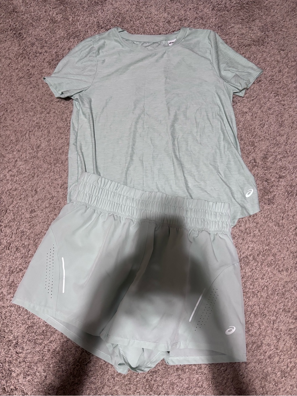 ASICS Mint Green Performance Tee and Shorts Set